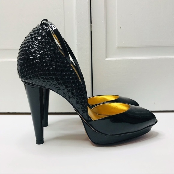 REPORT SIGNATURE Patent Cowhide Peep Toe Pumps Size 9 - Picture 4 of 7